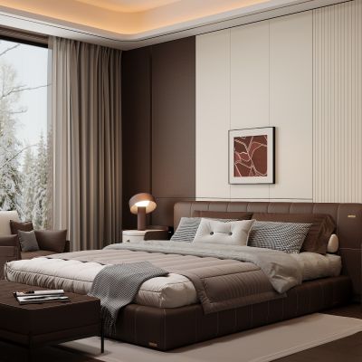 现代家居卧室 双人床 主卧 饰品摆件