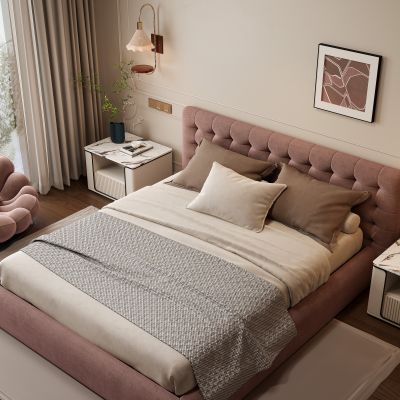 现代家居卧室 双人床 主卧 饰品摆件