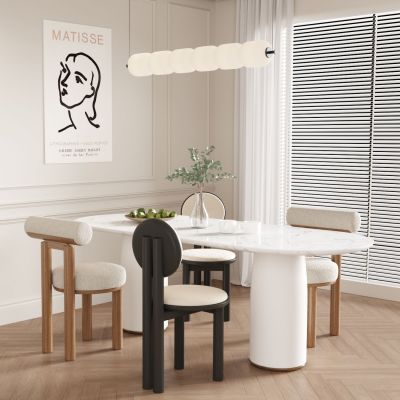 法式奶油风餐桌椅3D模型