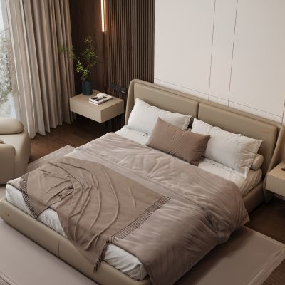 现代家居卧室 双人床 主卧 饰品摆件