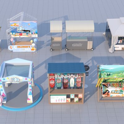 现代网红摊位3D模型