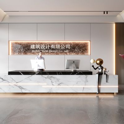 现代公司前台 背景墙 接待区 吧台  接待台 服务台 大厅 简约 大堂
