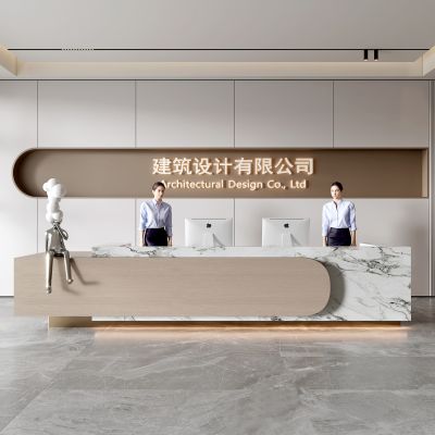 现代公司前台 背景墙 接待区 吧台  接待台 服务台 大厅 简约 大堂