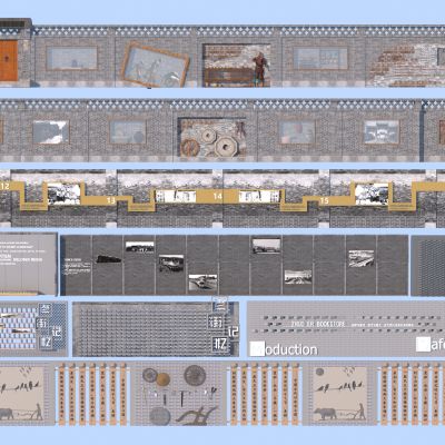新中式 青砖景墙3D模型
