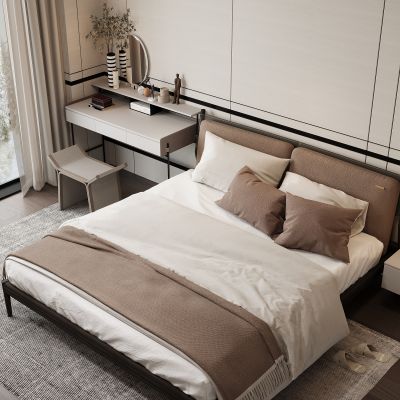 现代家居卧室 双人床 主卧 饰品摆件