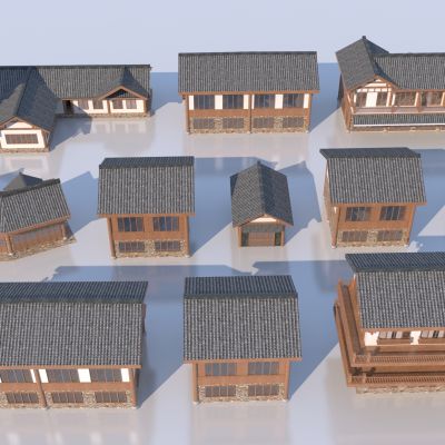 新中式商业建筑组合3D模型