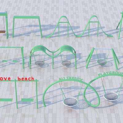 现代秋千组合_儿童秋千3D模型