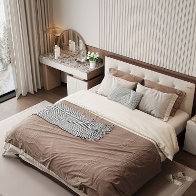 现代家居卧室 双人床 主卧 饰品摆件