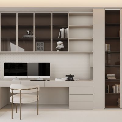 现代书柜 书桌 写字桌 书籍 展示柜 开放式书柜