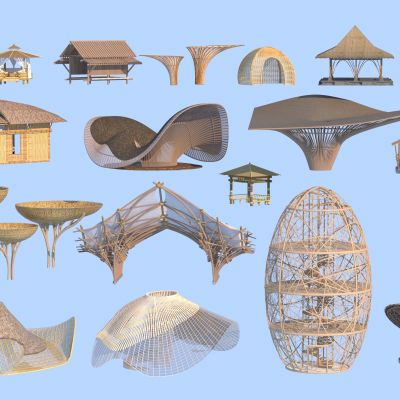 现代廊架 竹亭 凉亭 乡村凉亭3D模型