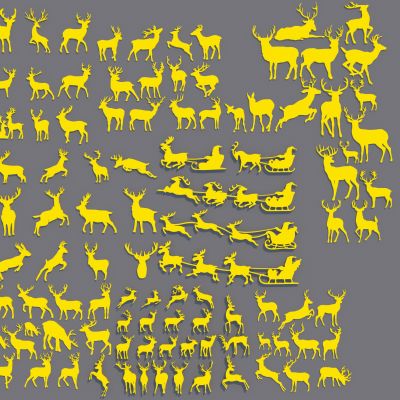 现代墙饰挂件_动物剪影_梅花鹿剪影3D模型