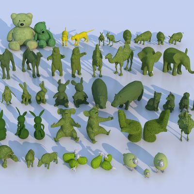 现代植物雕塑 动物造型植物 动物绿植3D模型