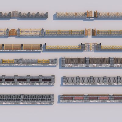 新中式乡村小菜园矮墙篱笆合集3D模型