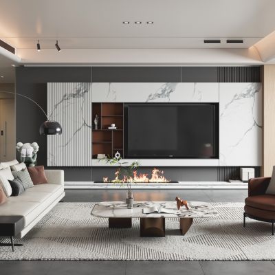 现代简约客厅 电视背景