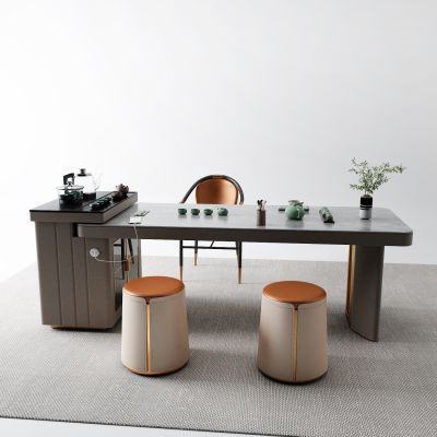 现代岩板茶桌椅3D模型