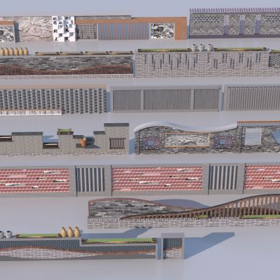 新中式乡村景墙3D模型