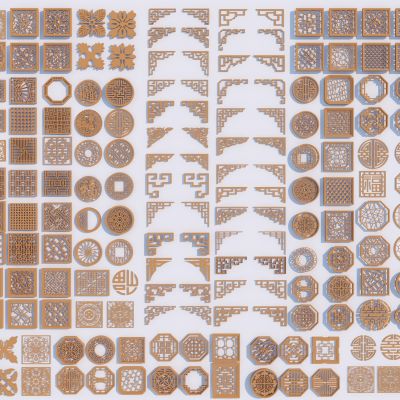 新中式镂花窗 镂空窗 窗棂 雕花窗 窗格 花格窗3D模型