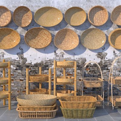 新中式编织篓3D模型