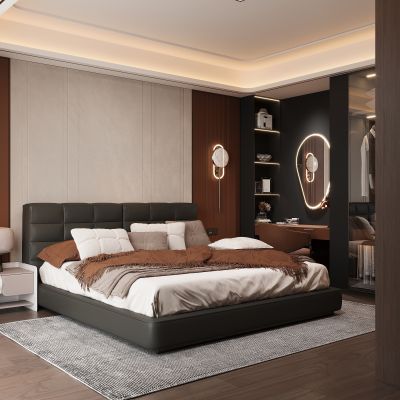 现代家居卧室 双人床 主卧 饰品摆件