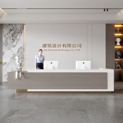 现代公司前台 背景墙 接待区 吧台  接待台 服务台 大厅 简约 大堂
