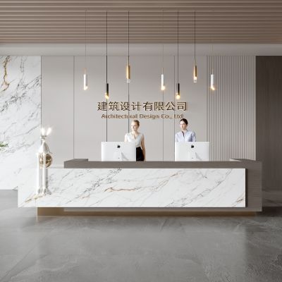 现代公司前台 背景墙 接待区 吧台  接待台 服务台 大厅 简约 大堂