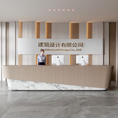 现代公司前台 背景墙 接待区 吧台  接待台 服务台 大厅 简约 大堂