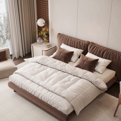 现代家居卧室 双人床 主卧 床头柜 饰品摆件