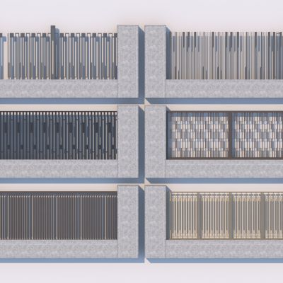 现代小区围墙 景墙3D模型