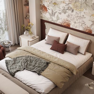 现代家居卧室 双人床 主卧 饰品摆件