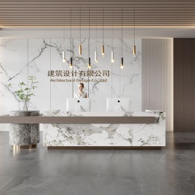 现代公司前台 背景墙 接待区 吧台  接待台 服务台 大厅 简约 大堂