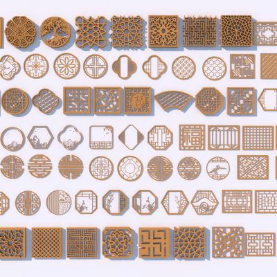 新中式镂花窗3D模型