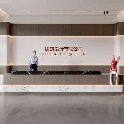 现代公司前台 背景墙 接待区 吧台  接待台 服务台 大厅 简约 大堂