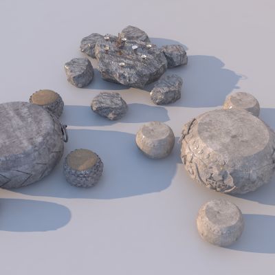 新中式户外桌椅组合_石桌3D模型