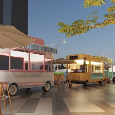 现代户外快餐车夜市小吃街商业街