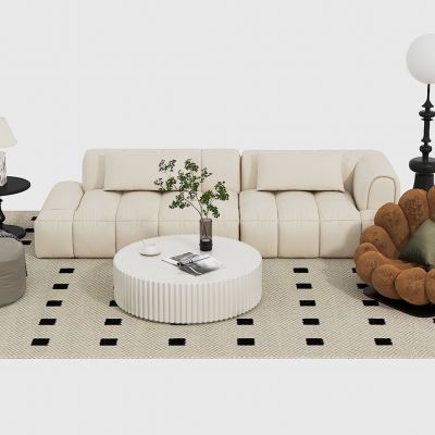 现代法式沙发茶几组合