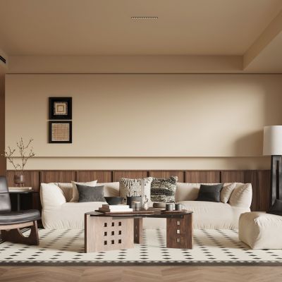 现代中古风客厅