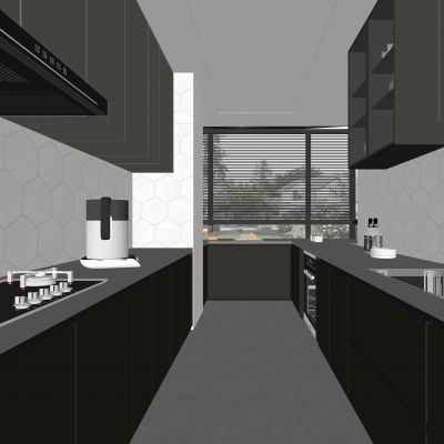 现代厨房 橱柜 烟机 灶具 水槽