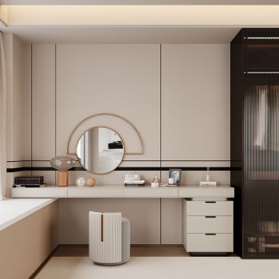 现代梳妆台 化妆台 摆件 化妆镜