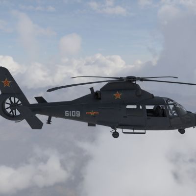 中国人民解放军海豚直升机AS365中型多用途直升机带驾驶舱内饰