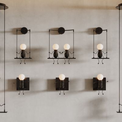 现在灯具组合 吊灯 壁灯 落地灯 台灯