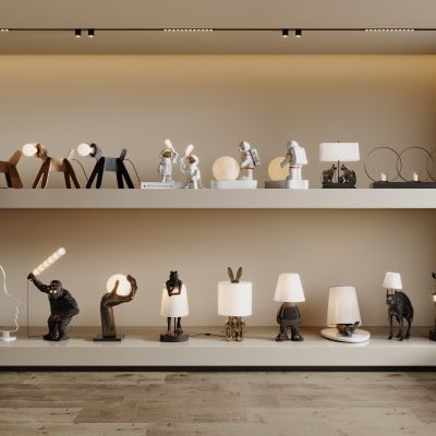 现代雕塑灯组合 台灯组合 异形台灯 动物台灯 月球灯