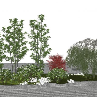 3d景观植物热带植物地被花卉棕榈植物龟背竹景观灌木冬青树龙爪槐南天竹栀子花景石