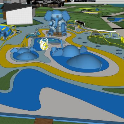 现代儿童活动区居住区大象主题儿童活动运动器材健身活动滑梯秋千摇摇马攀爬架公园游乐雕塑