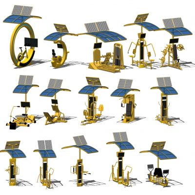 现代精品健身器材活动器械户外太阳能健身器械组合小区健身器公园老年健身儿童游乐设施椭圆仪牵引器