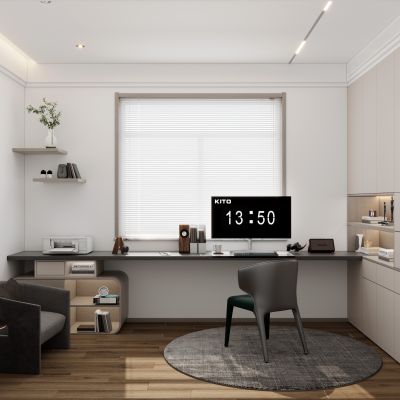 意式简约风书桌衣柜一体式书房