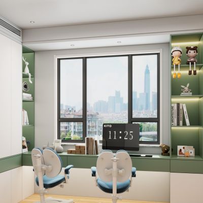 北欧奶油风书桌衣柜一体式小清新上下铺儿童房