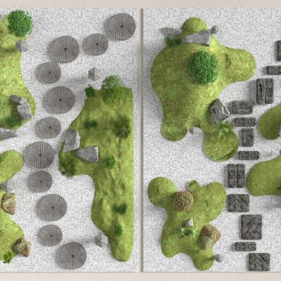 现代青石板景观汀步