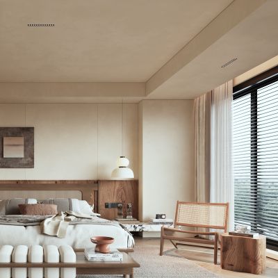 中古风格卧室_装饰柜_摆件_装饰品_陶瓷_书本_床品_衣柜2