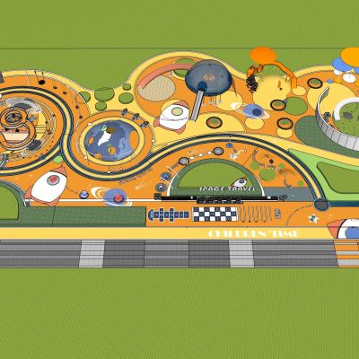 现代儿童乐园星空主题乐园游乐器材滑滑梯互动装置儿童活动区景墙滑梯秋千婴儿车