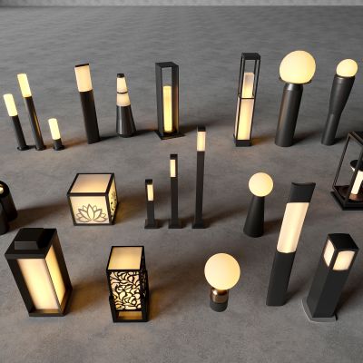 3d现代中式景观灯 草坪灯 庭院灯 户外灯大组合